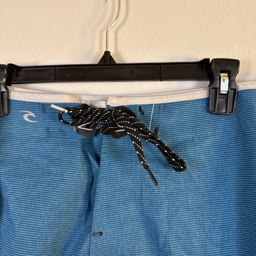 Rip‎ Curl Board Shorts Mens 34 Waist Blue Striped Quick Dry Lightweight Surf
